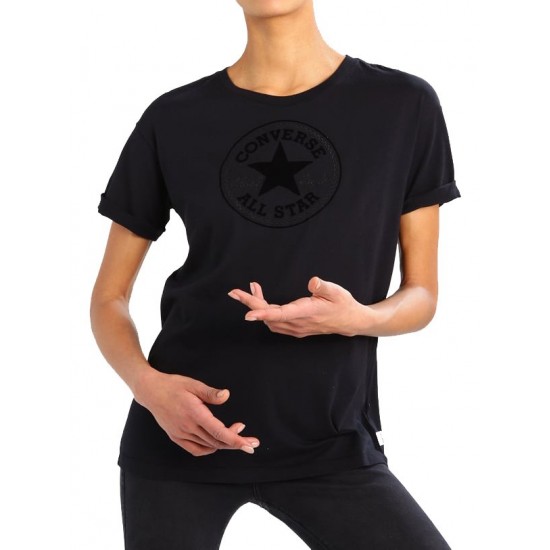 T-SHIRT CONVERSE ELEVATED CHUCK PATCH EASY CREW ΜΑΥΡΟ